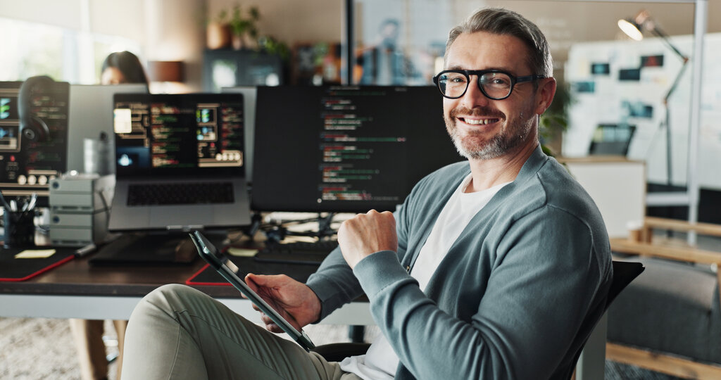 Software developer working in an office in Croatia